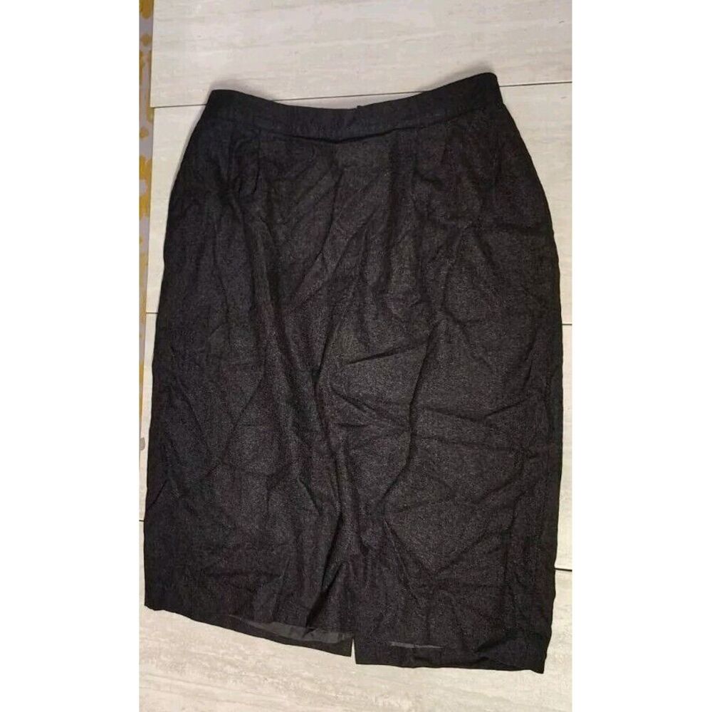 Elisabeth Liz Claiborne Black Wool Blend Pencil‎ Skirt Sz 16 Lined 28" Zip Clasp